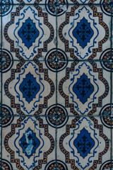 A blue and withe tile pattern of Oporto, Portugal
