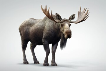 Fototapeta premium Moose close-up on a gray background. generated by AI.