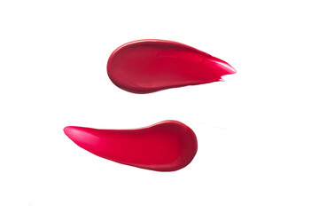 Red lipstick swatches isolated on white background