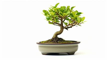Bonsai tree against a white wall