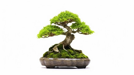 Bonsai tree against a white wall