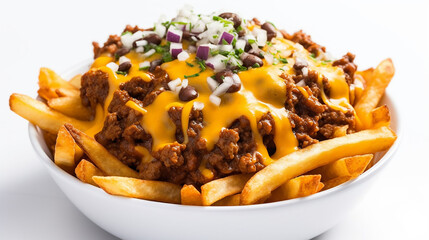 A bowl of chili cheese fries