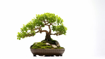Bonsai tree against a white wall