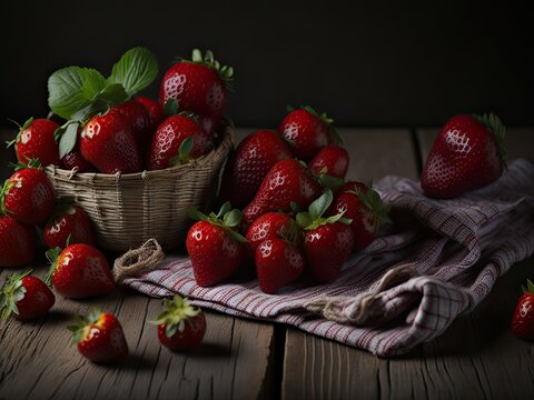Rustic Strawberry Delight Photos. ai generative