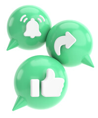 Fototapeta premium Like share subscribe icon. 3D illustration.