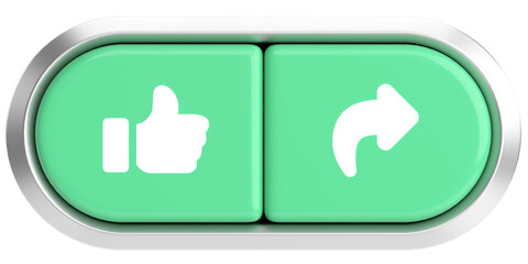 Like and share button. 3D illustration.