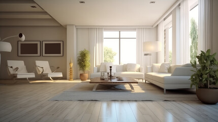 Fototapeta na wymiar Large luxury modern bright interiors Living room.