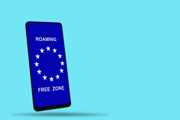 Roaming Free Euro Zone. Texting, Calling and Internet Use Without Roaming Charges Within Euro Zone. Concept Photo.