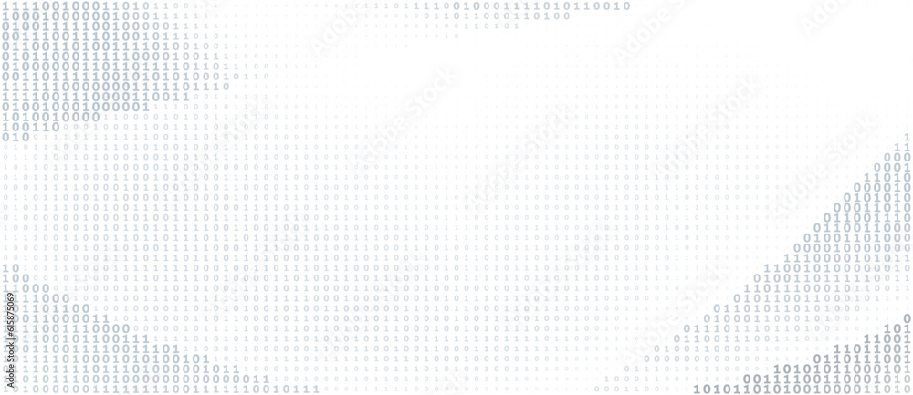 Aufkleber Digital gray binary background with 1 and 0 on a white. Simple vector pattern