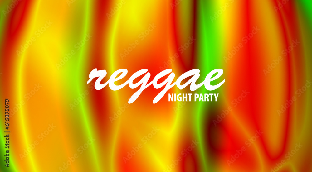 Poster flashy wavy background for reggae night party design. iridescent vector graphics