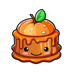 009. caramel apple spice cake sticker cool colors and kawaii. clipart illustration