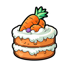 011. carrot cake sticker cool colors and kawaii. clipart illustration