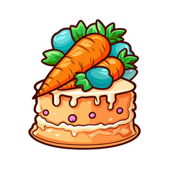 011. carrot cake sticker cool colors and kawaii. clipart illustration