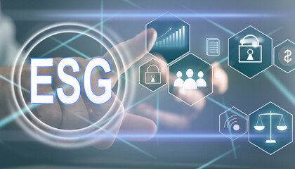 ESG icon concept, virtual screenshot in the concept of environment, society and good governance in sustainable business and ethical on the network