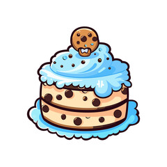 018. cookies and cream cake sticker cool colors and kawaii. clipart illustration