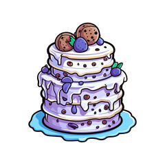 018. cookies and cream cake sticker cool colors and kawaii. clipart illustration
