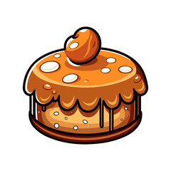 020. hazelnut praline cake sticker cool colors and kawaii. clipart illustration