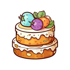 022. honey vanilla fig cake sticker cool colors and kawaii. clipart illustration