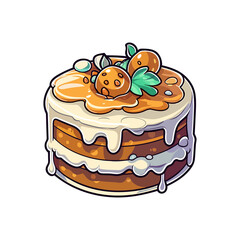 022. honey vanilla fig cake sticker cool colors and kawaii. clipart illustration