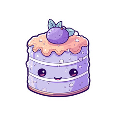 023. lavender earl grey cake sticker cool colors and kawaii. clipart illustration