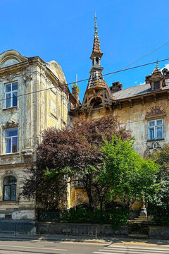 Lviv, Ukraine - June 5, 2023: Exterior of the Schulz&rsquo;s house in Bohdana Khmelnytskoho Street.