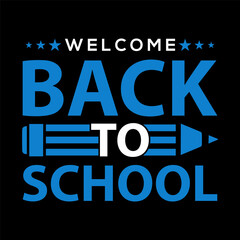 Welcome Back to school decorated lettering sign. Colorful textured text isolated on black background. Design element for leaflets, cards, covers, poster, banner, flyer, mail. Vector.