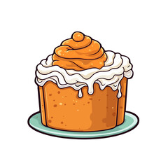 034. pumpkin spice cake sticker cool colors and kawaii. clipart illustration