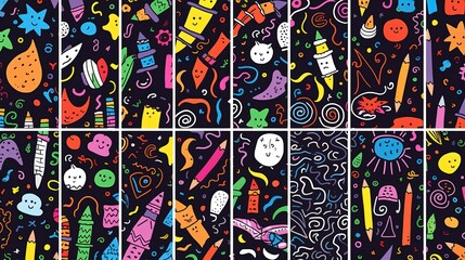 Contemporary Abstract Artistic Mosaic
Hand-Drawn Fun Paint Pattern
Linear Triangle Pattern Set
Seamless Pattern Concept Design
Modern Grunge Graphic Background