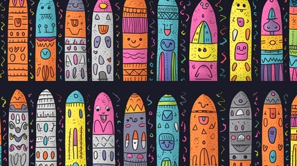 Fototapeta premium Contemporary Abstract Artistic Mosaic Hand-Drawn Fun Paint Pattern Linear Triangle Pattern Set Seamless Pattern Concept Design Modern Grunge Graphic Background