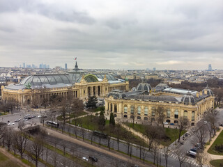 Aerial drone view of the Great Palace of the Elysian Fields (in French Grand Palais des les...