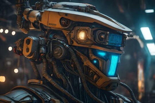 A robot portrait of atompunk / decopunk mecha style inspired / Ai Generated wallpaper/background