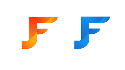 J + F logo design for any company . Fully Editable and vector layout on colorful lettermark logo . 