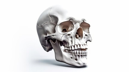 Detailed white human skull. Generative AI.