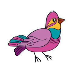 Bird flat. Cute little forest bird. Exotic feathered. Hand drawn vector sketch illustration.
