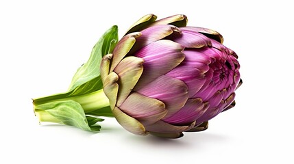 Fresh purple artichoke isolated on white background. Generative AI.