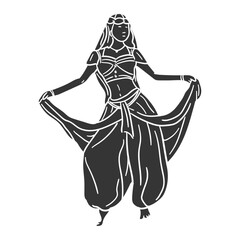 Belly Dance Icon Silhouette Illustration. Traditional Dance Vector Graphic Pictogram Symbol Clip Art. Doodle Sketch Black Sign.