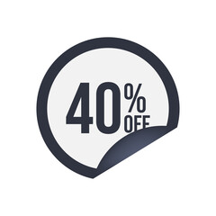 Sales tag 40% percent off for advertising, social media, promotion. Vector illustration. PNG