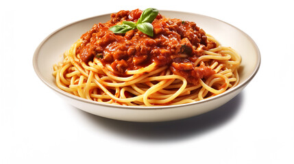 Ein Teller spaghetti, Nudeln, Bolognese, isoliert, freigestellt, generative AI