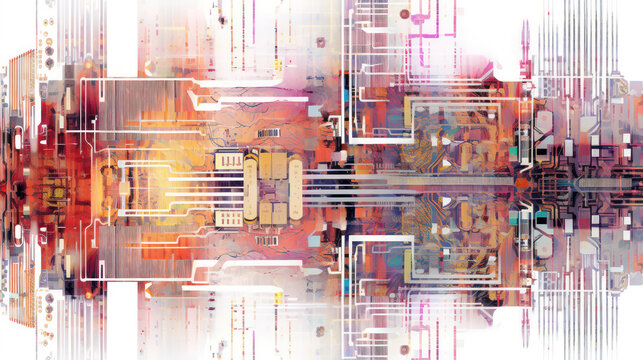 Digital Bohemian: AI Artistry with Circuitry and Boho Color Palette. Generative AI