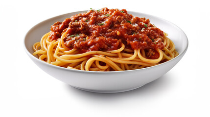 Ein Teller spaghetti, Nudeln, Bolognese, isoliert, freigestellt, generative AI