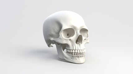 Detailed white human skull. Generative AI.