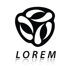 Black and white logo design template with OOO monogram lettering. Vector  icon.