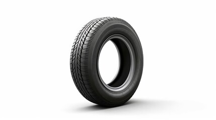 Car tire isolated on white background. Generative AI.