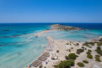 Foto op Plexiglas Elafonissi Strand, Kreta, Griekenland Aerial summer sunny view of Elafonissi Beach, Crete, Greece
