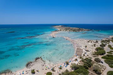 Photo sur Plexiglas  Plage d'Elafonissi, Crète, Grèce Aerial summer sunny view of Elafonissi Beach, Crete, Greece