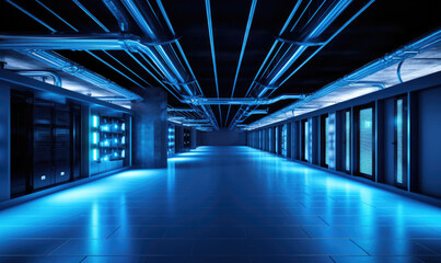 Server room interior in datacenter