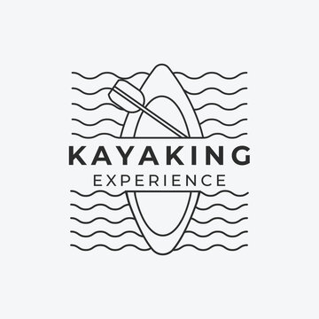 kayaking line art logo icon design, kayak image illustration design