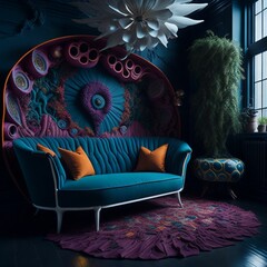 Modern living room with comfortable sofa,generative ai