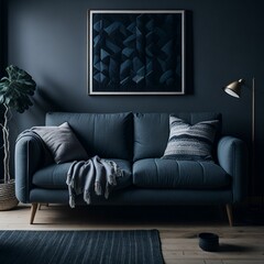 Modern living room with comfortable sofa,generative ai