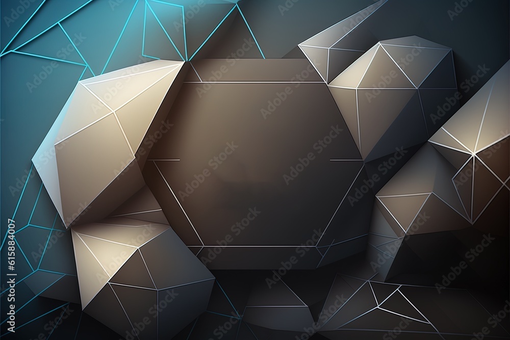 Wall mural polygon cyber background with space, generated by ai
